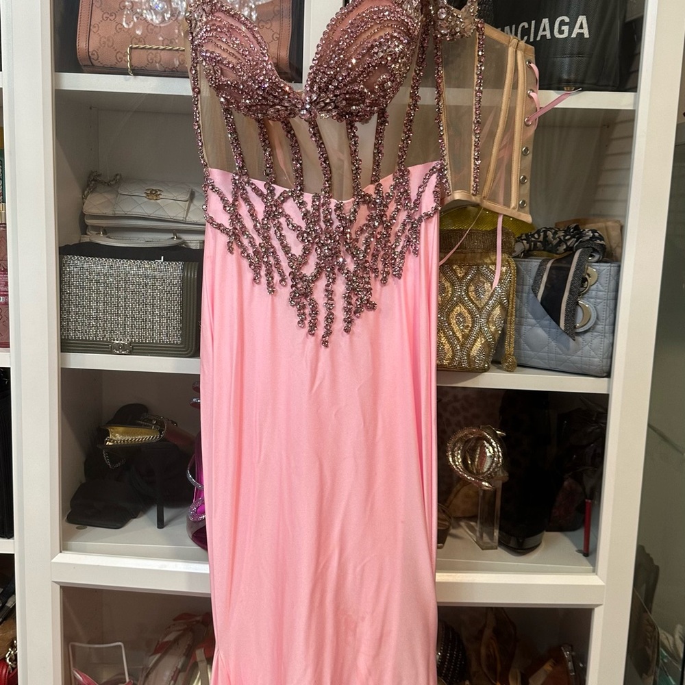 Elegant Pink Beaded Dress